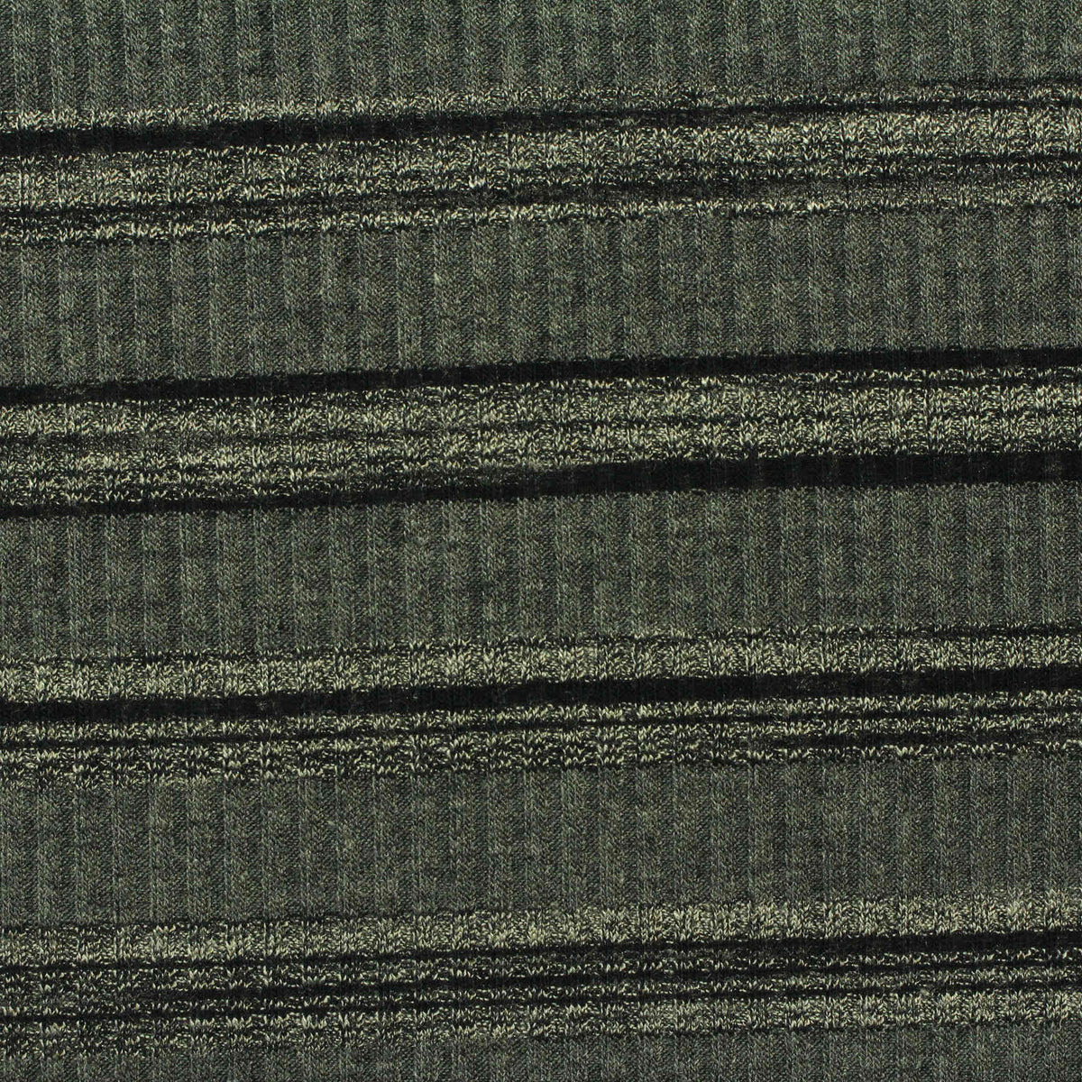 Light Grey Horizontal-Stripe Rib Knit, Poly-Viscose, 205 gsm