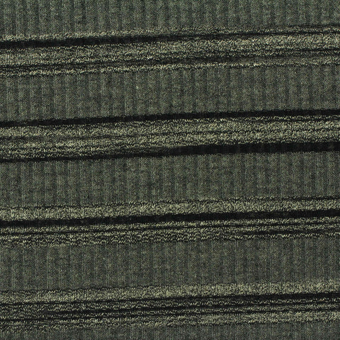 Light Grey Horizontal-Stripe Rib Knit, Poly-Viscose, 205 gsm