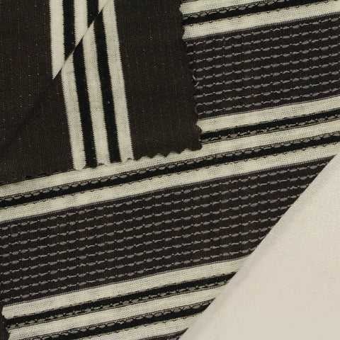 Dark Brown Vertical-Stripe Jersey Knit, Polyester