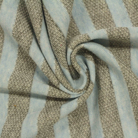 Light Blue Vertical-Stripe French Terry, Cotton-Poly