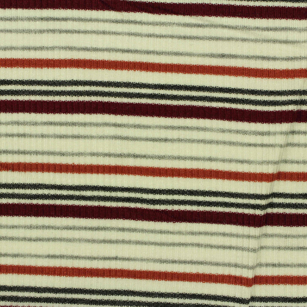 Cream Horizontal-Stripe Rib Knit, Viscose, 202 gsm