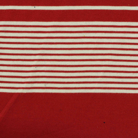 Striped Cotton Modal Jersey Knit Fabric, 160 gsm, 160 cm — Red