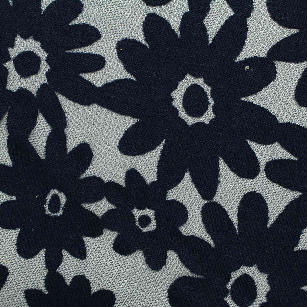 Dark Blue Floral Knit, Viscose-Poly