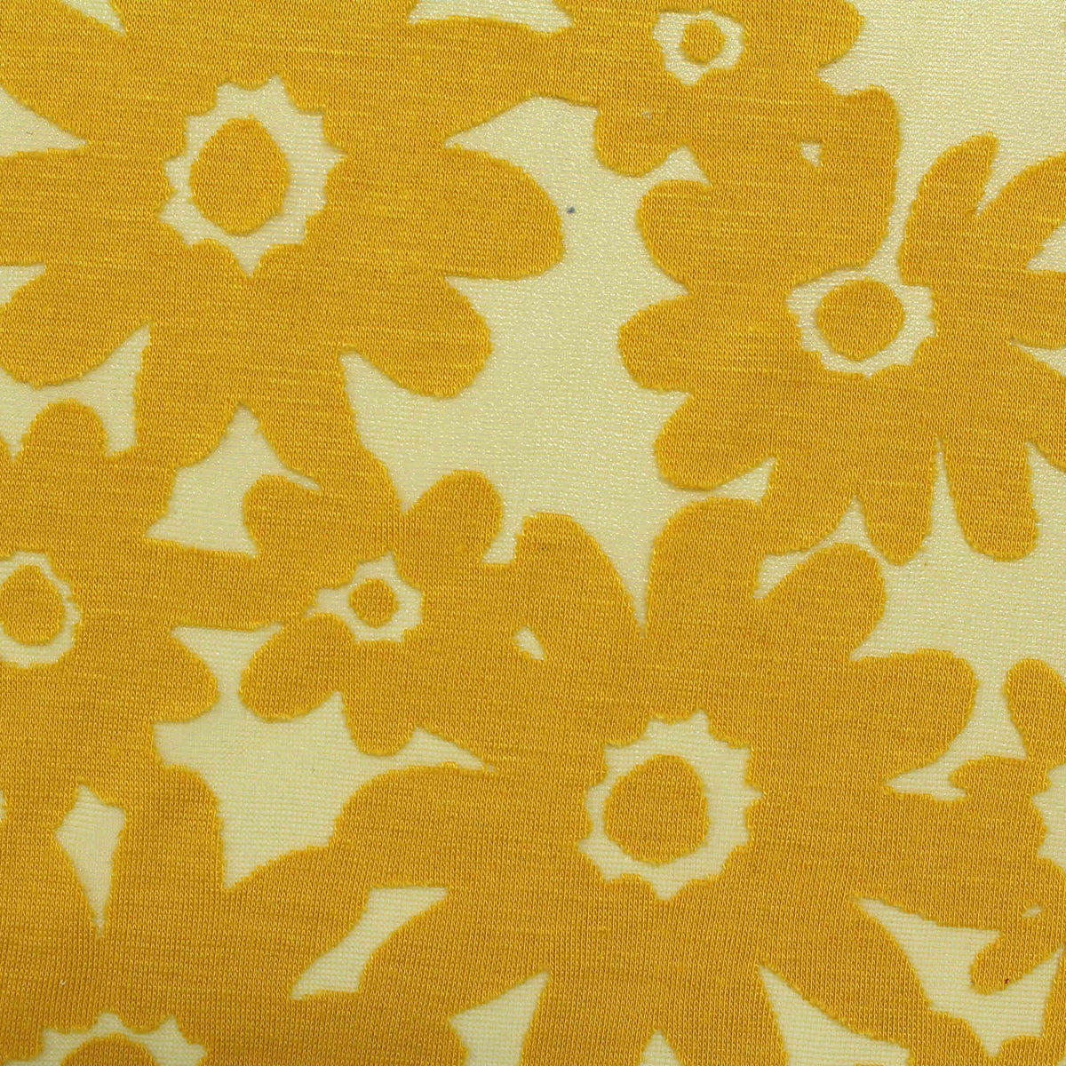 Yellow Floral Knit, Viscose-Poly