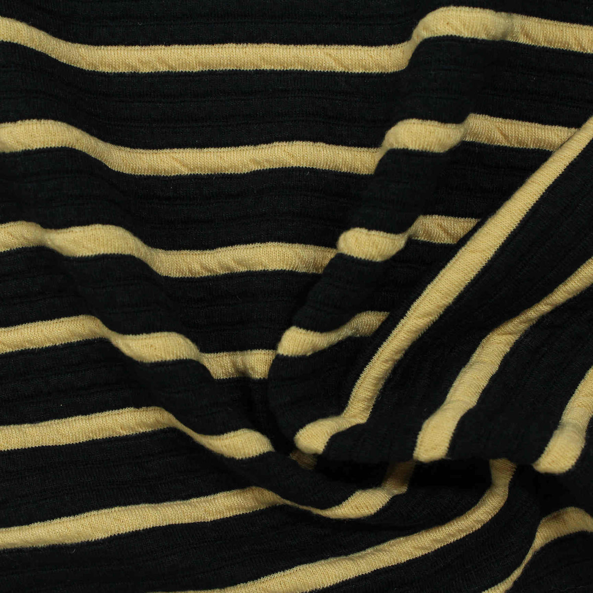 Black Horizontal-Stripe Knit, Polyester, 355 gsm