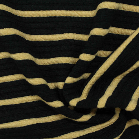 Black Horizontal-Stripe Knit, Polyester, 355 gsm