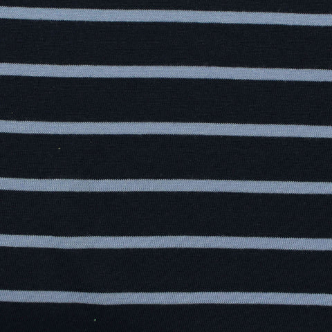 Striped Cotton Modal Jersey Knit Fabric, 130 gsm, 160 cm — Navy
