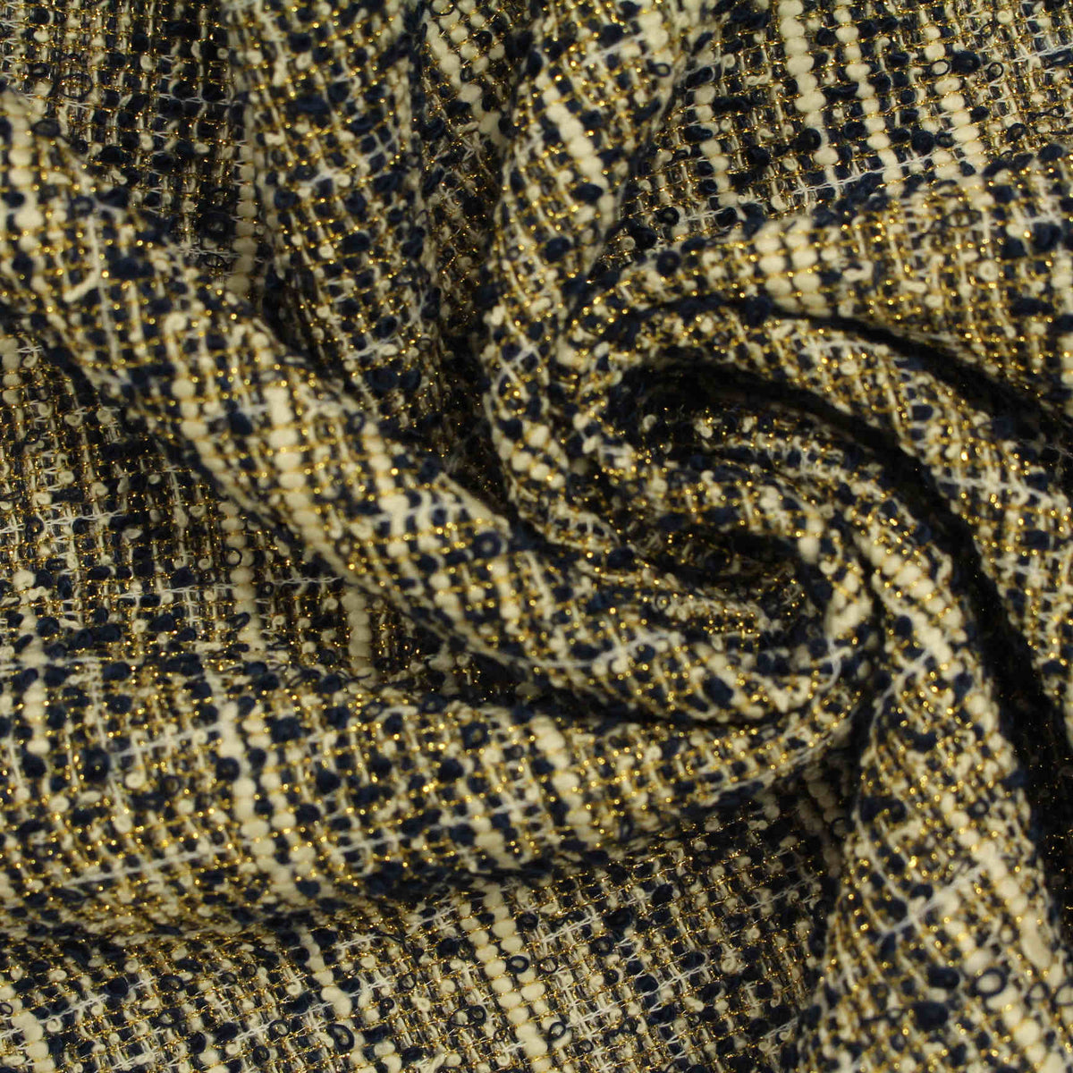 Polyester Cotton Metallic Chunky Knit Fabric, 195 gsm, 160 cm — Brown, ref EF-205500