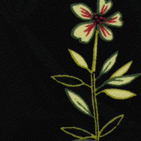 Cream Floral Linen-Look, Polyester