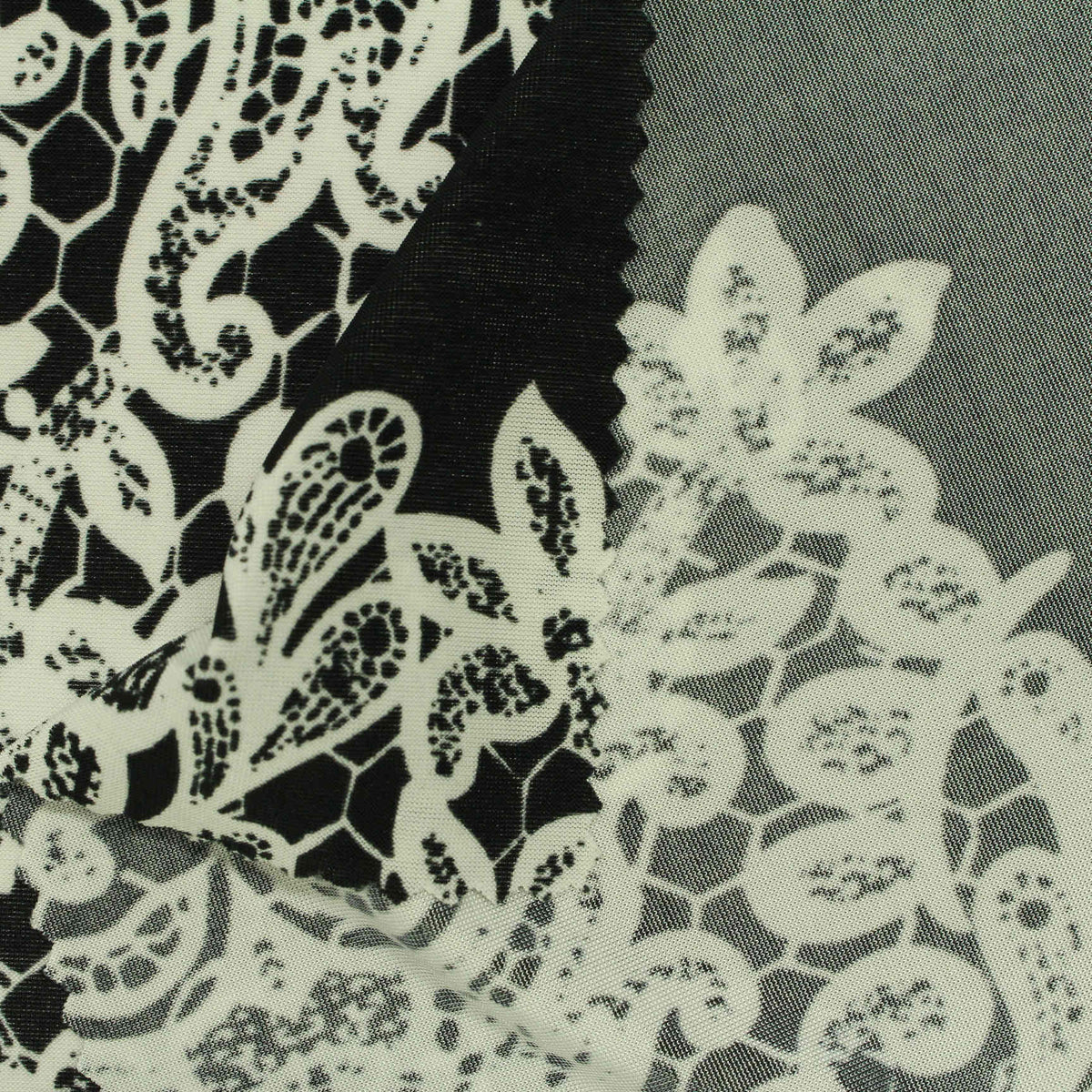 Black Floral Knit, Polyester, 191 gsm