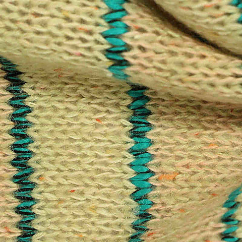 Teal Vertical-Stripe Chunky Knit, Acrylic-Poly