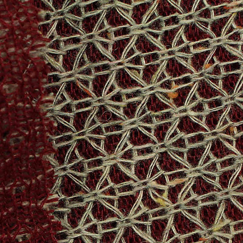Marled Red Geometric-Lattice Jacquard, Cotton-Poly