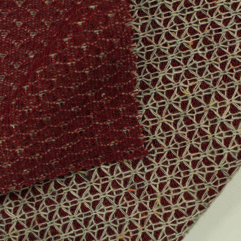 Marled Red Geometric-Lattice Jacquard, Cotton-Poly