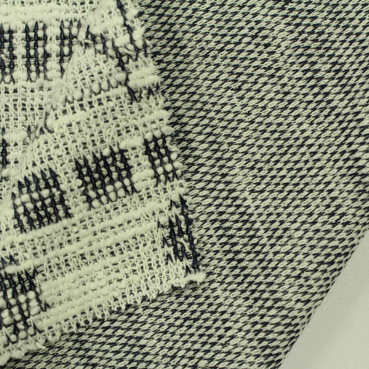 White Geometric Jacquard, Cotton-Poly, 233 gsm