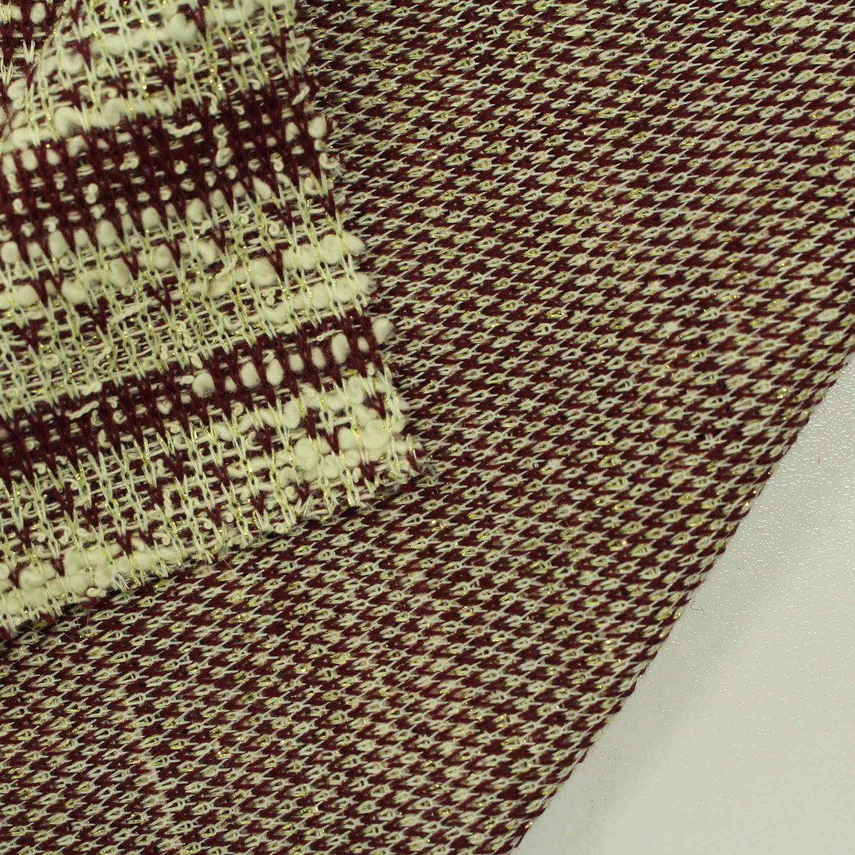 Maroon Houndstooth Jacquard, Cotton-Poly