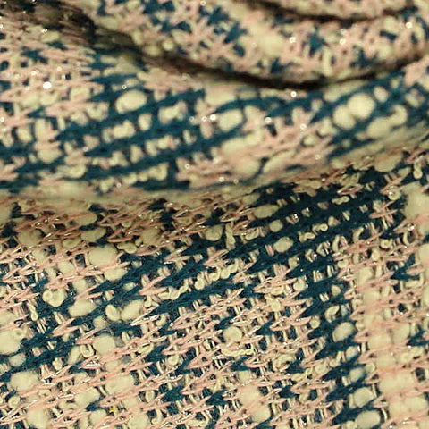 Teal Check Jacquard, Poly-Cotton