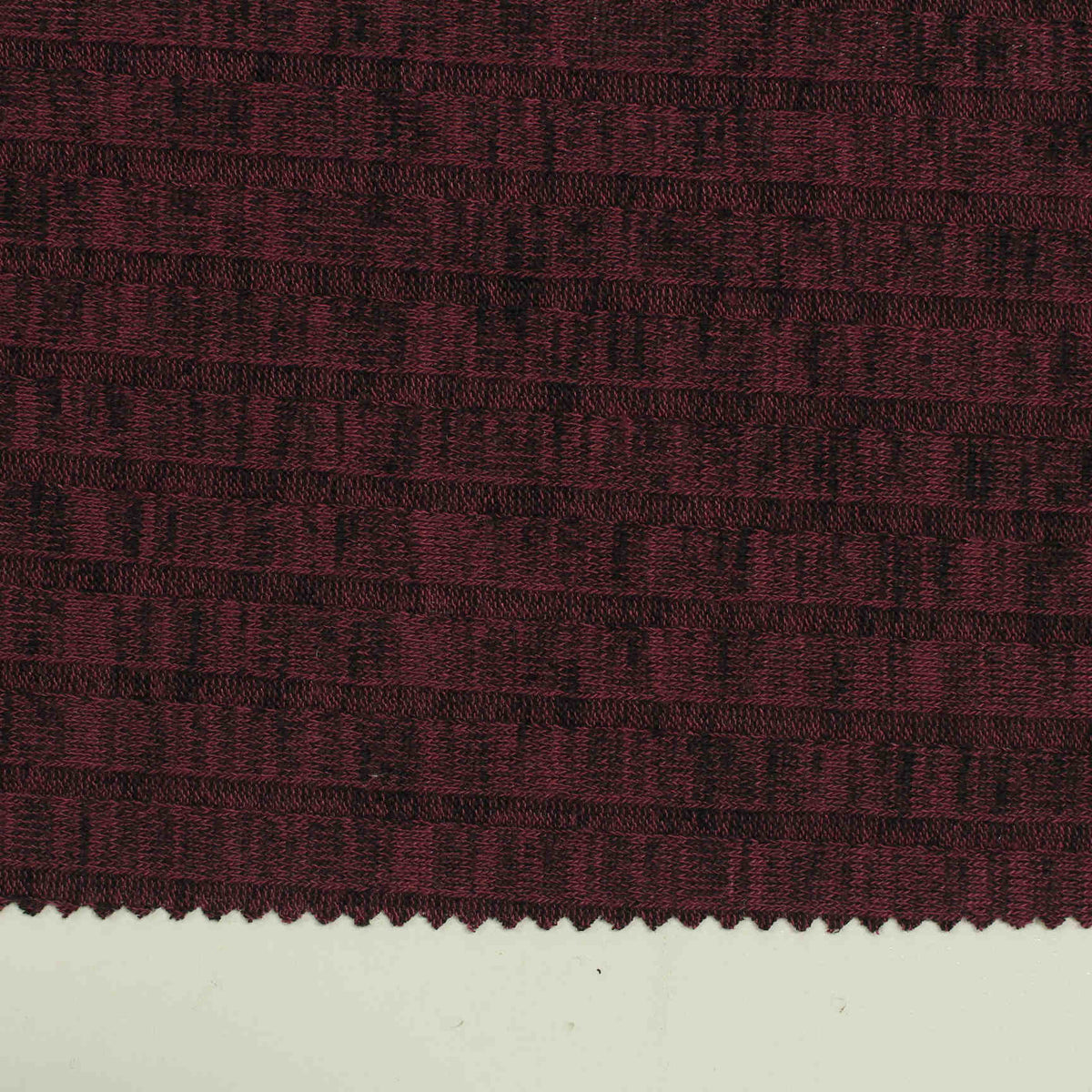 Dark Red Horizontal-Stripe Rib Knit, Viscose-Poly