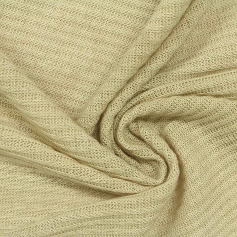 Polyester Viscose Rib Knit Fabric, 182 gsm, 155 cm — Beige