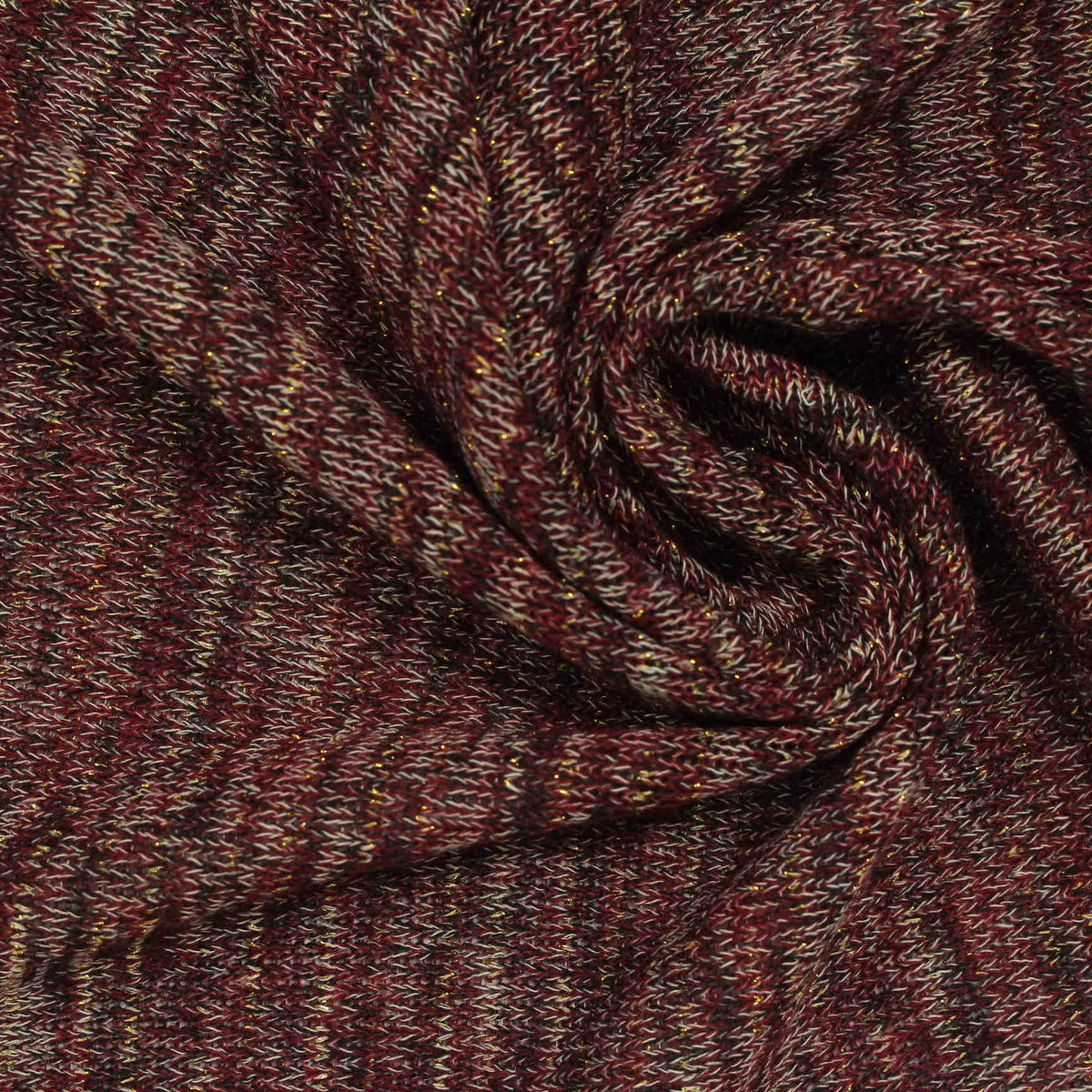 Polyester Metallic Stretch Chunky Knit Fabric, 184 gsm, 163 cm — Brown