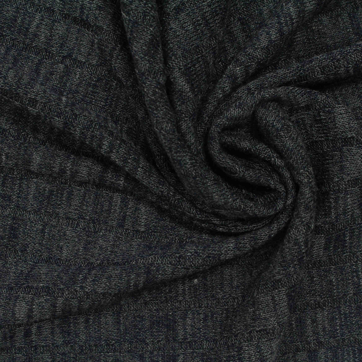 Polyester Stretch Rib Knit Fabric, 170 gsm, 155 cm — Black