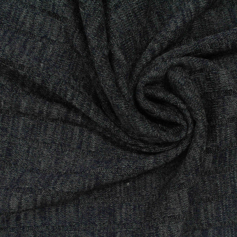 Polyester Stretch Rib Knit Fabric, 170 gsm, 155 cm — Black
