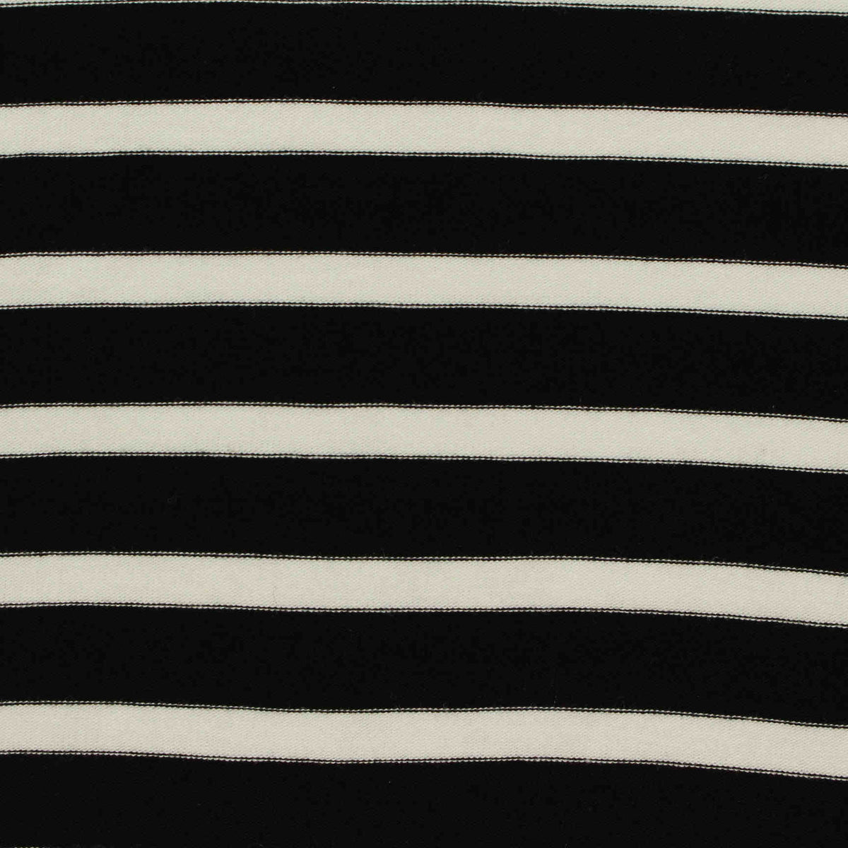Black Horizontal-Stripe Jersey Knit, Viscose, 185 gsm