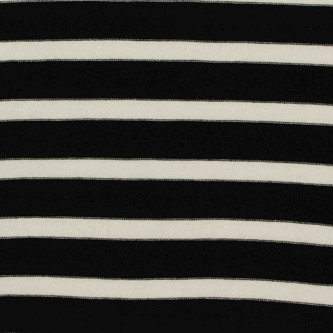 Black Horizontal-Stripe Jersey Knit, Viscose, 185 gsm