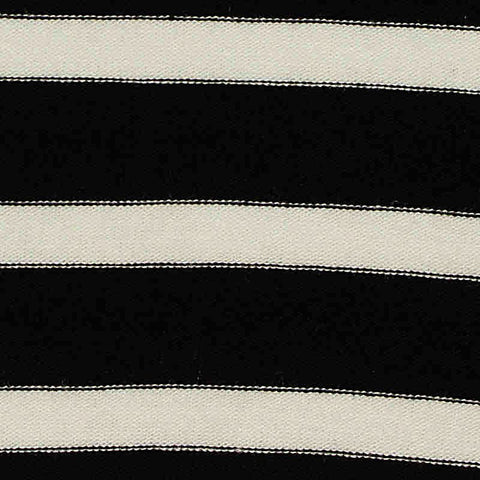 Black Horizontal-Stripe Jersey Knit, Viscose, 185 gsm