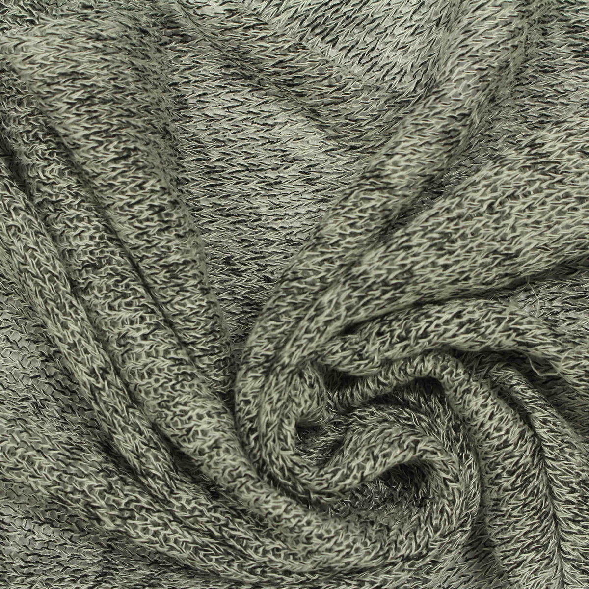 Grey Heathered-Marl Chunky Knit, Viscose-Poly, 155 gsm