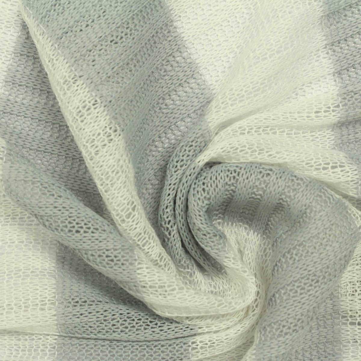 Light Grey Stripes Rib Knit, Viscose-Poly