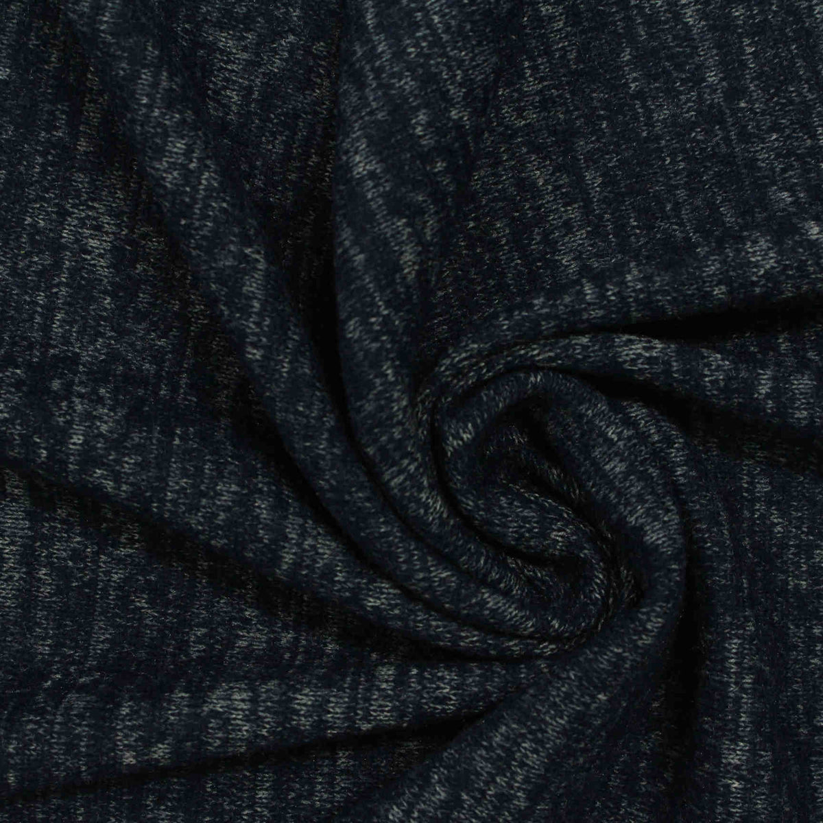 Dark Blue Heathered-Marl Chunky Knit, Viscose-Poly