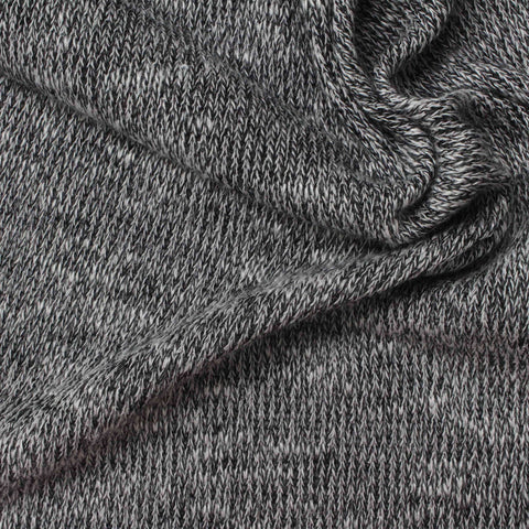 Black Marl Chunky Knit, Viscose-Poly, 177 gsm, 171 cm