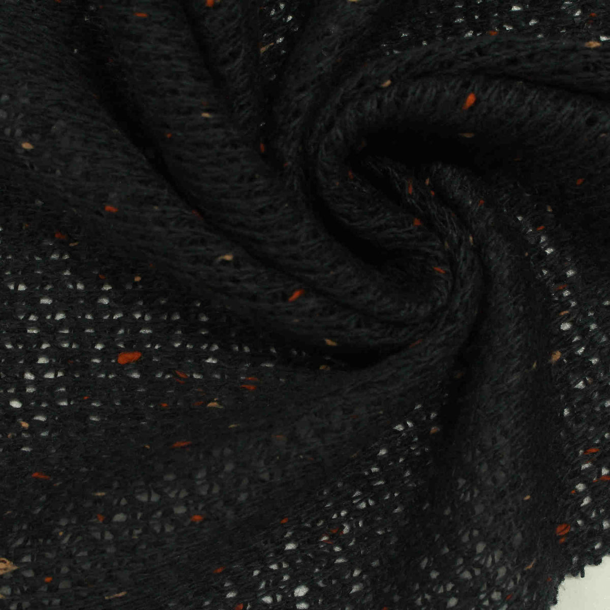 Black Marl Chunky Knit, Poly-Cotton, 205 gsm