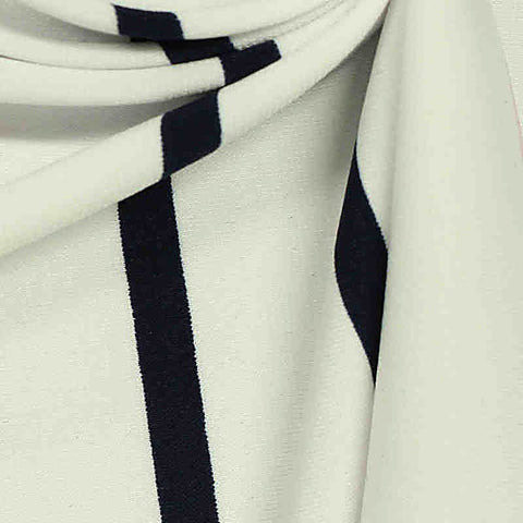 White Vertical-Stripe Knit, Polyester, 260 gsm