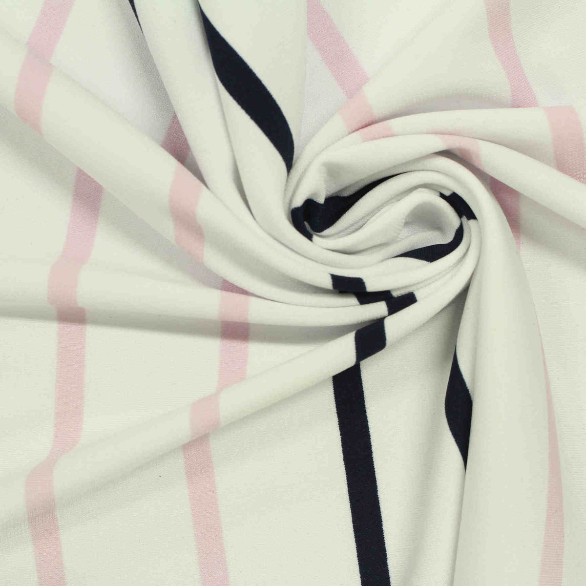 White Vertical-Stripe Knit, Polyester, 260 gsm