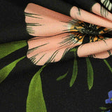 Black Flowers Knit, Polyester — texture