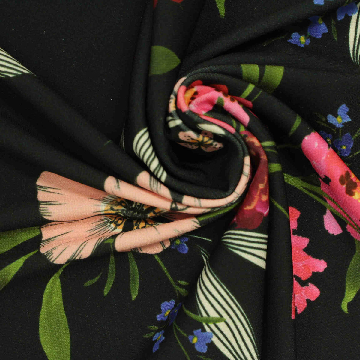 Black Flowers Knit, Polyester