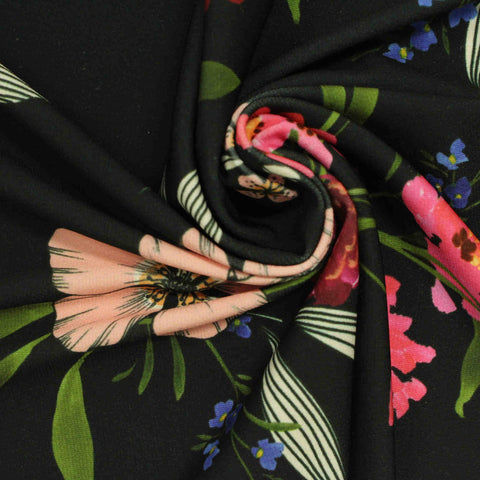Black Flowers Knit, Polyester