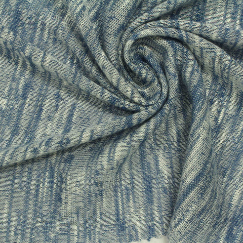 Blue Heathered-Marl Chunky Knit, Poly-Viscose, 160 gsm
