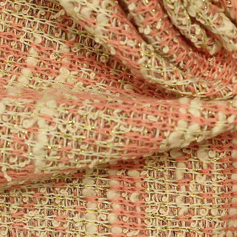 Pink Check Chunky Knit, Poly-Cotton