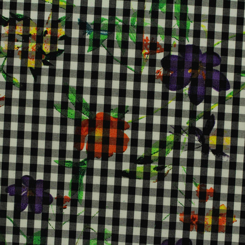 Black Floral Woven, Cotton, 105 gsm