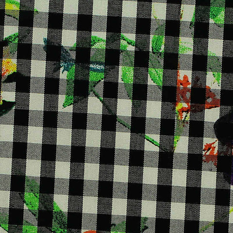 Black Floral Woven, Cotton, 105 gsm
