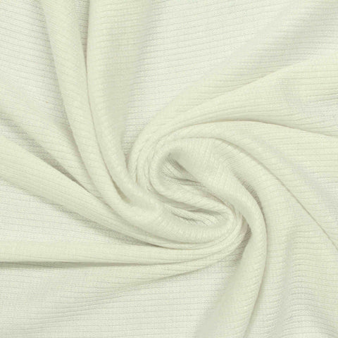 Viscose Stretch Rib Knit Fabric, 207 gsm, 123 cm — White