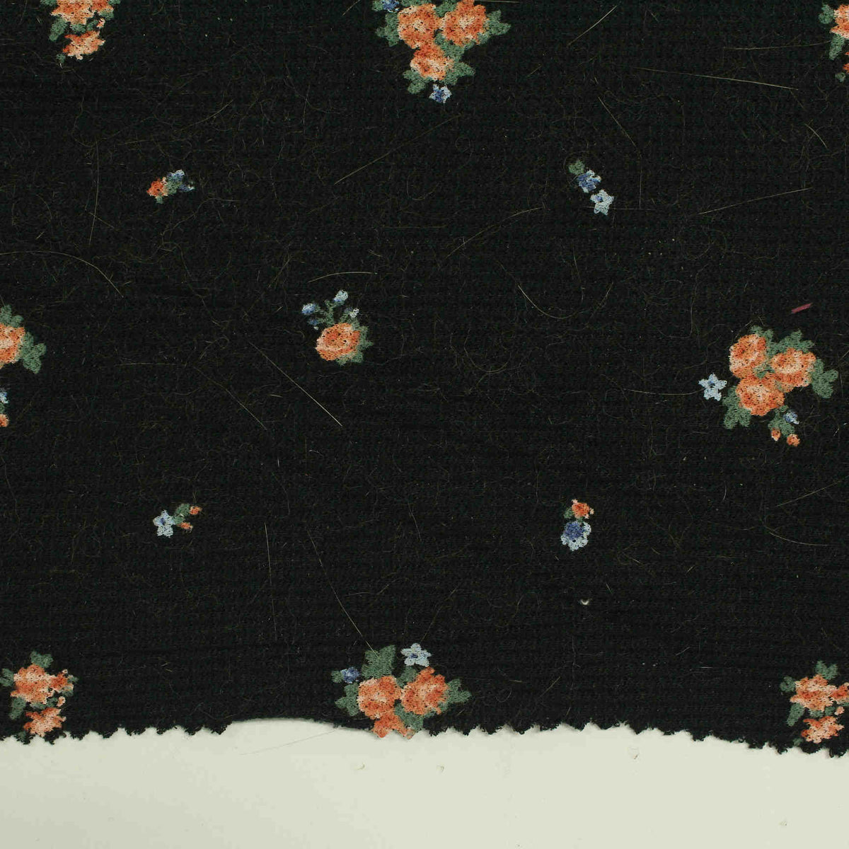 Orange Floral Waffle Knit, Viscose, 181 gsm