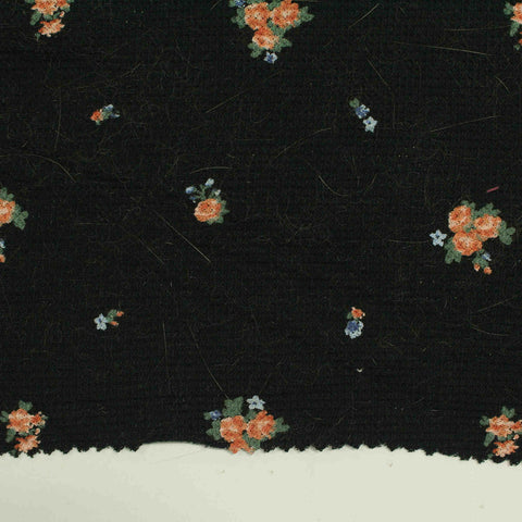Orange Floral Waffle Knit, Viscose, 181 gsm