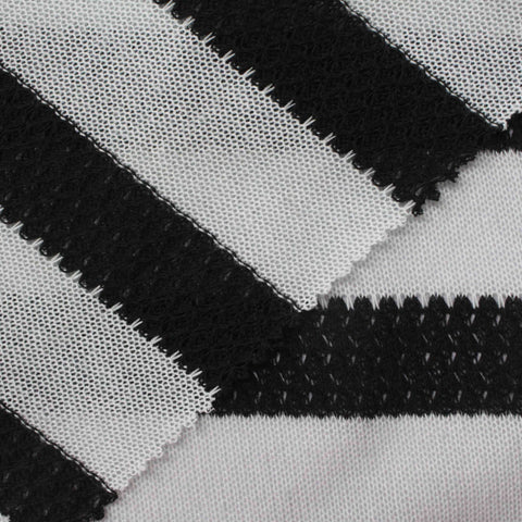 Black Diagonal-Stripe Chunky Knit, Polyester, 177 gsm