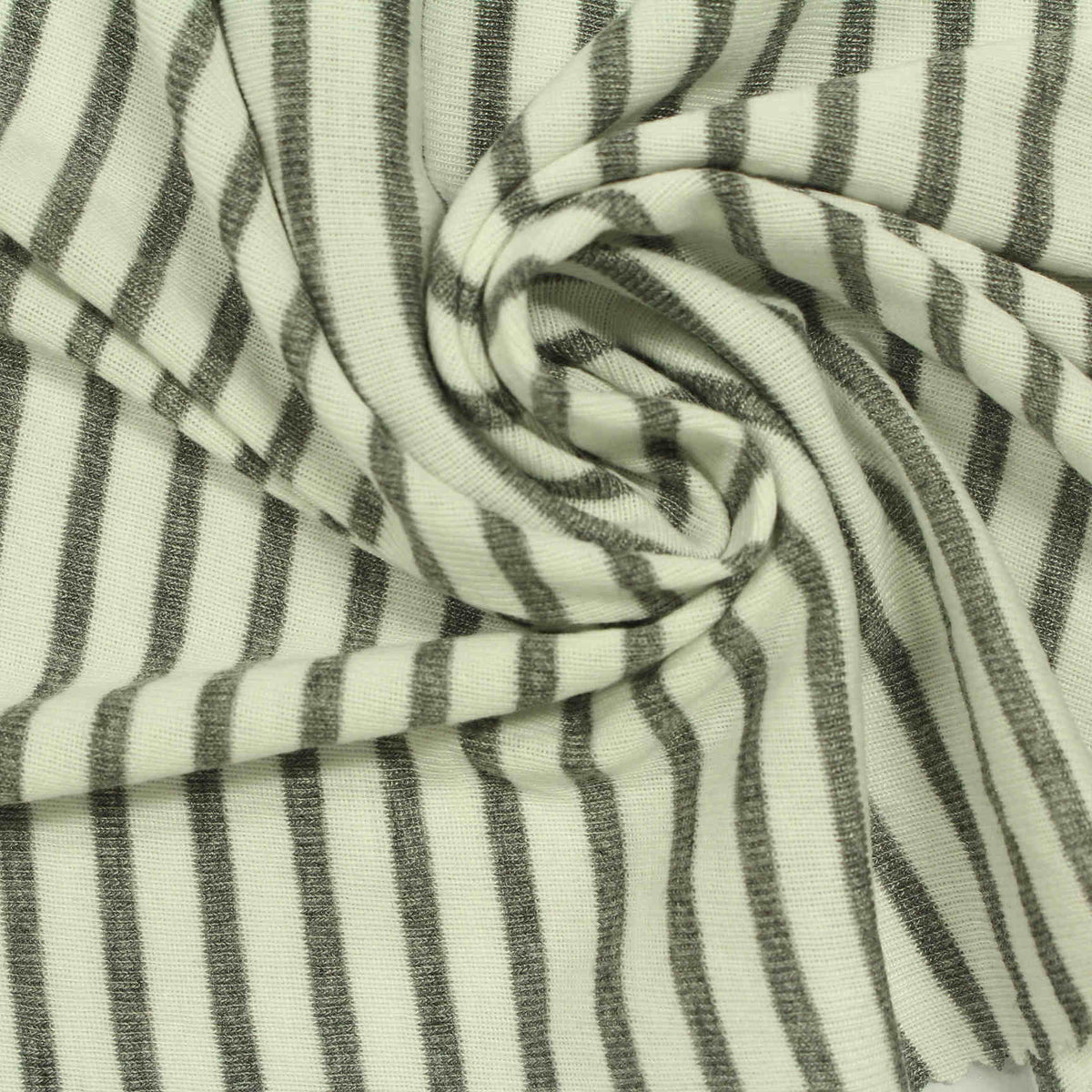 Grey Vertical-Stripe Rib Knit, Viscose-Poly