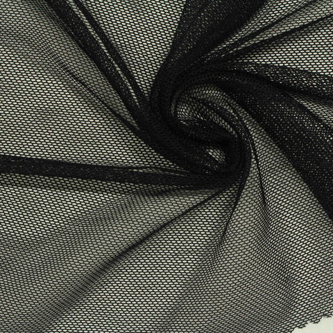 Polyester Stretch Mesh Fabric, 81 gsm, 150 cm — Black
