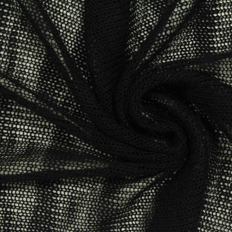 Polyester Viscose Chunky Knit Fabric, 93 gsm, 152 cm — Black
