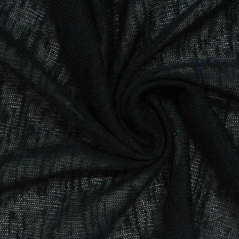 Slub Polyester Jersey Knit Fabric, 155 gsm, 148 cm — Black